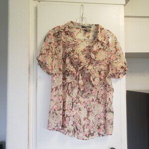 Lauren by Ralph Lauren Flowered Chiffon Top Size Large
